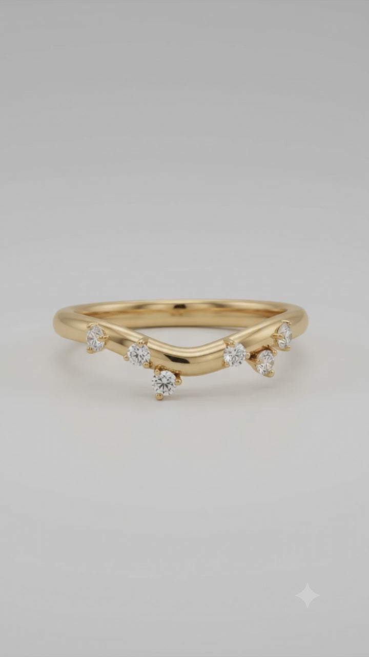 round lab grown diamond curved wedding band