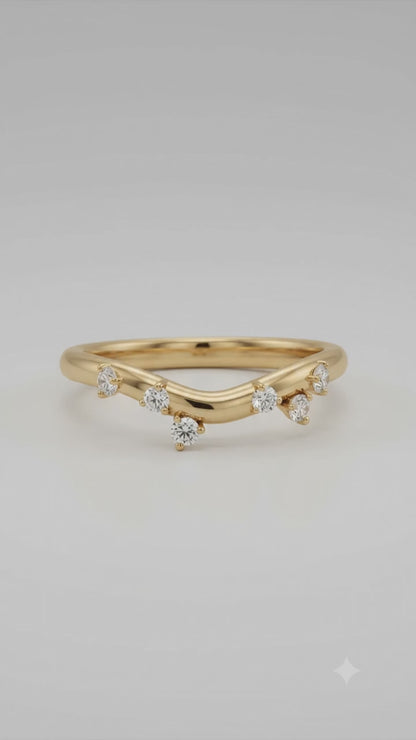 round lab grown diamond curved wedding band