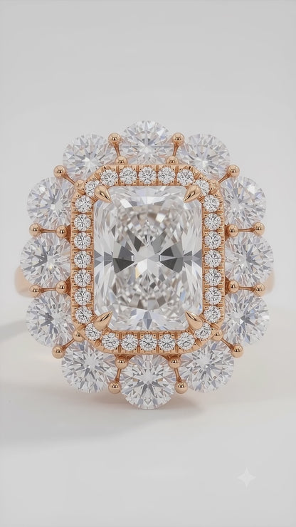 2.50ct Radiant Cut Lab Grown Diamond Halo Engagement Ring