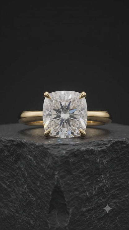 1.00CT Cushion Cut Lab Grown Diamond Engagement Ring