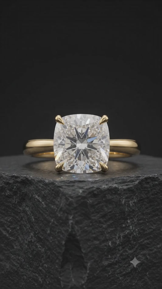 1.00CT Cushion Cut Lab Grown Diamond Engagement Ring
