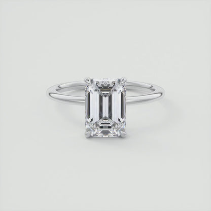 1.50 CT Emerald Cut Lab Grown Diamond Solitaire Engagement Ring 14k Yellow Gold