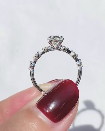 1.00ct Oval Cut Lab Grown Diamond Pavé Engagement Ring