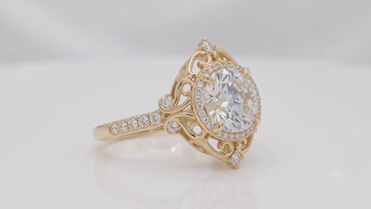 1.600ct  Round Cut Lab Grown Diamond Halo Engagement Ring