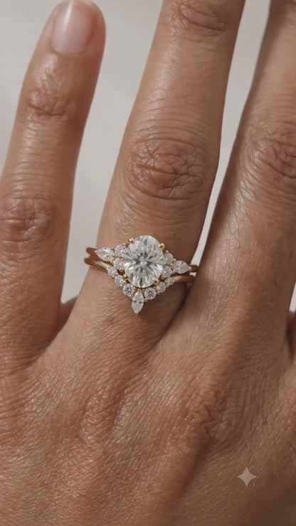 1.690 CT Oval Cut Lab Grown Diamond Engagement Ring Set