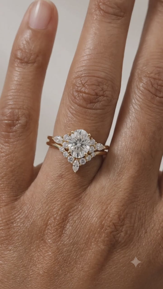 1.690 CT Oval Cut Lab Grown Diamond Engagement Ring Set