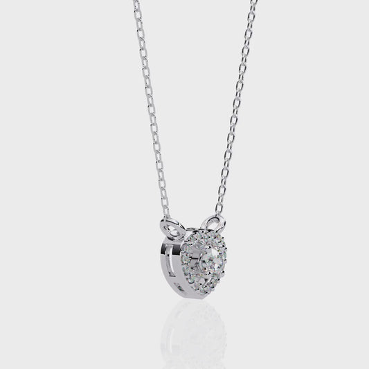 0.210ct Heart Halo Lab Grown Diamond Pendant Necklace Gift
