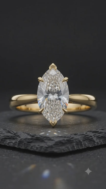 1.00CT Marquise Cut Lab Grown Diamond Engagement Ring