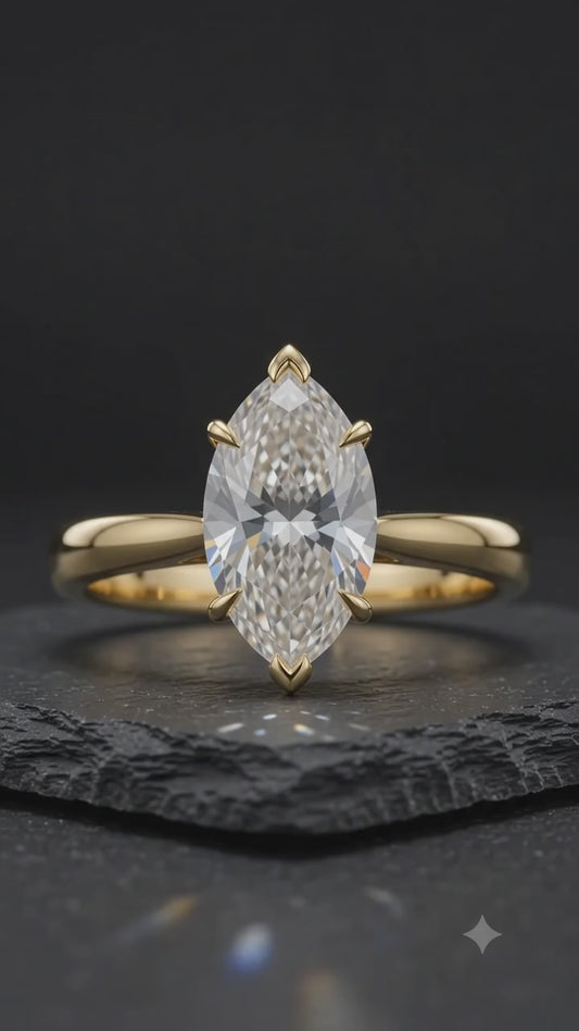 1.00CT Marquise Cut Lab Grown Diamond Engagement Ring