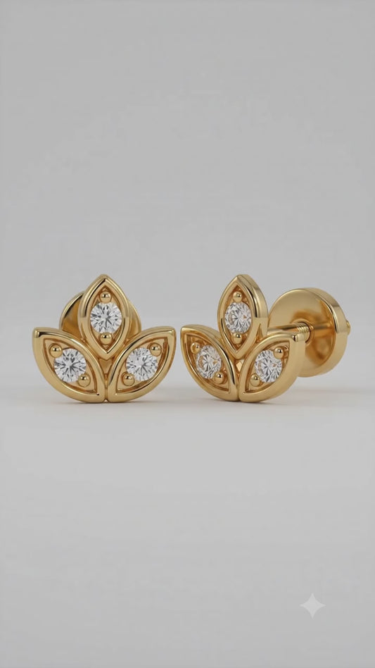0.030ct Lotus Lab Grown Diamond Stud Earrings - 14K Gold