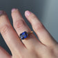 8.5x6.5 mm Blue Emerald Cut Lab Sapphire Engagement Ring