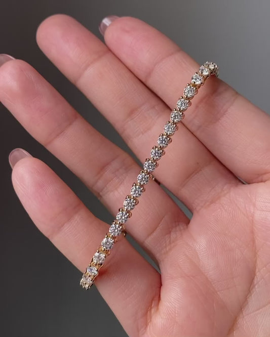 4.0 MM Tennis Bracelet, 8.00 ct Round Moissanite Engagement Bracelet