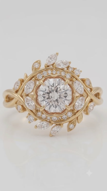 2.00ct  Round Cut Lab Grown Diamond Cluster Engagement Ring