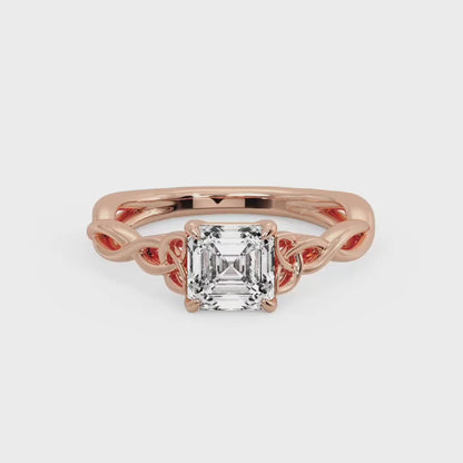 Stylish 1.50ct Asscher Cut Lab Grown Diamond Ring with Infinity Twist