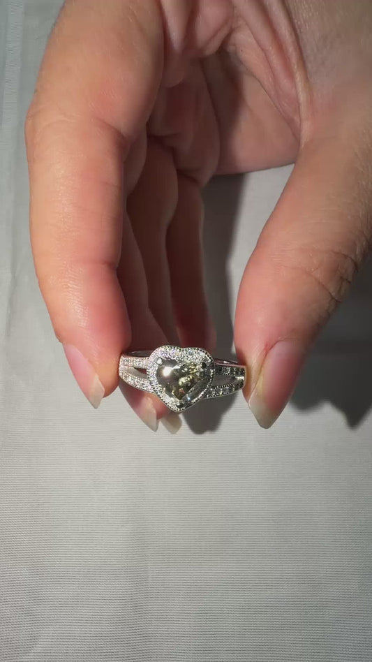 1.100ct Heart Champagne Lab Grown Diamond Halo Engagement Ring