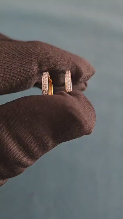 0.18 Ct Lab Grown Diamond Huggie Hoop Earrings | 14K Gold | Round Cut Diamonds
