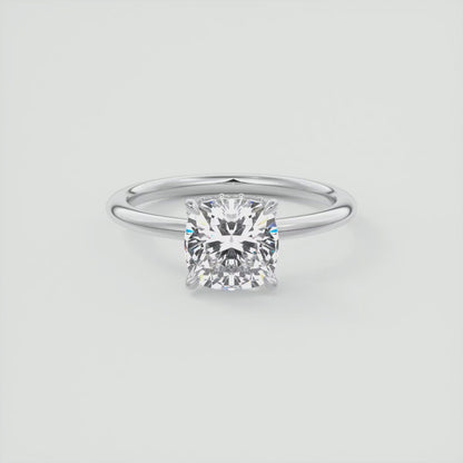 1.50Ct Cushion Cut Lab Grown Diamond Hidden Halo Engagement Ring in 14k White Gold