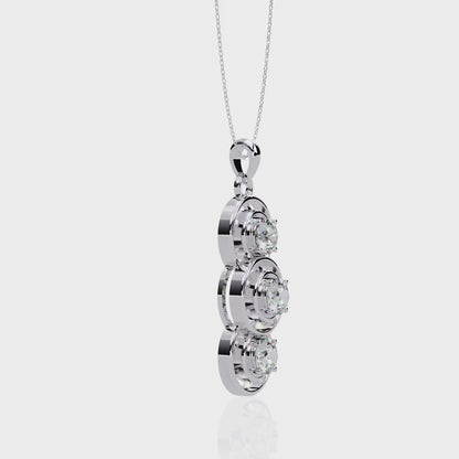 1.01 ct Three Stone Lab Grown Diamond Circle Pendant Necklace