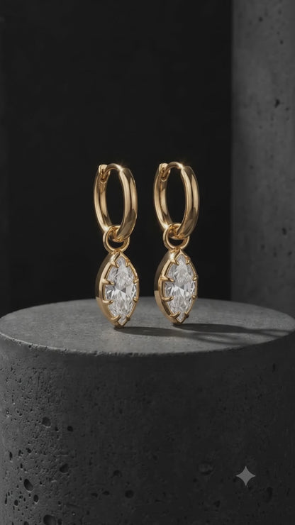 marquise hoop earrings