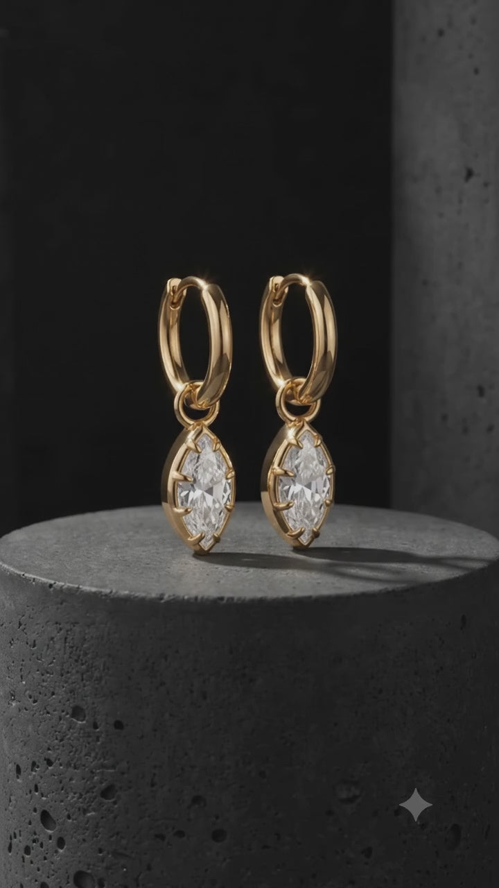 marquise hoop earrings