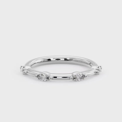 0.250ct Marquise Cut Lab Grown Half Eternity Alternating Wedding Band