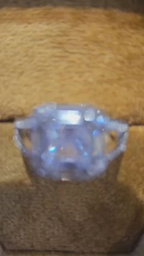 1.650 CT Asscher Cut Lab Grown Diamond Halo Engagement Ring