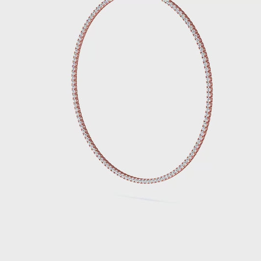 21.70 ct Round Cut Lab Grown Diamond Elegant Tennis Style Necklace, 20 inch