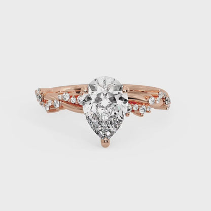 1.50ct Pear shaped Lab grown Diamond Infinity Engagement Ring
