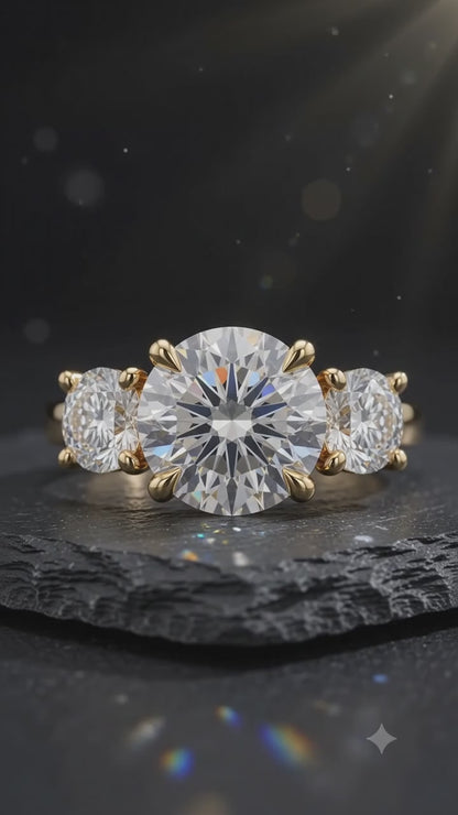2.80 CT Round Lab Diamond Three Stone Engagement Ring