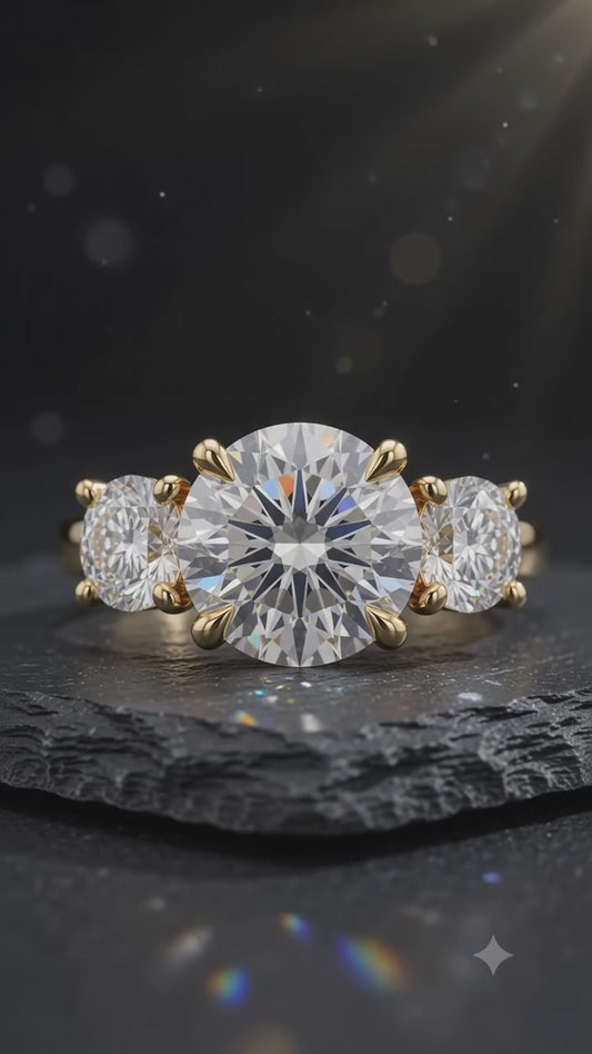 2.80 CT Round Lab Diamond Three Stone Engagement Ring