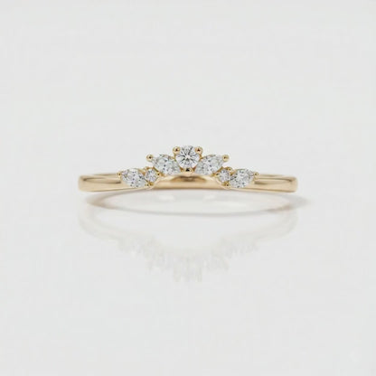 0.170 ct Marquise Lab Grown Diamond Crown Wedding Band Ring