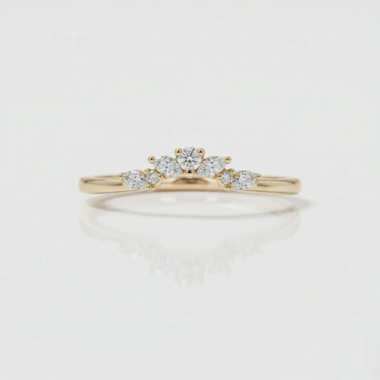 0.170 ct Marquise Lab Grown Diamond Crown Wedding Band Ring