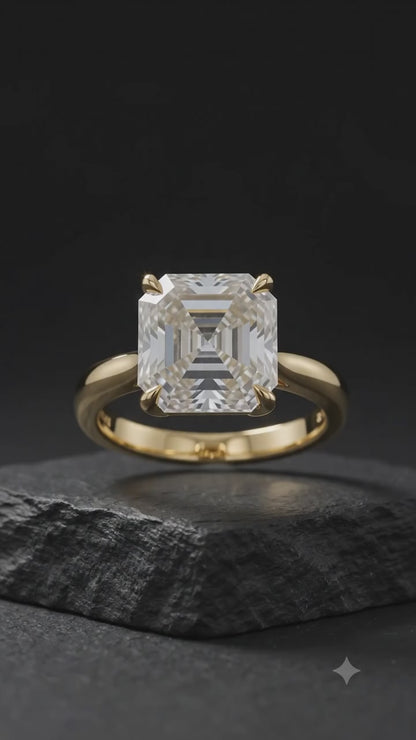 1.00CT Asscher Cut Lab Grown Diamond Engagement Ring