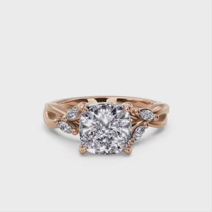2.00ct Cushion Cut Lab Grown Engagement Ring Twisted Pave Band Affordable Luxury