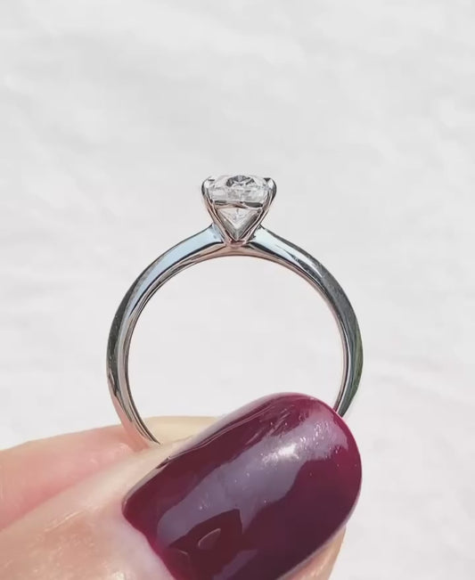 1.00ct Oval Cut Lab Grown Diamond Solitaire Minimalist Engagement Ring
