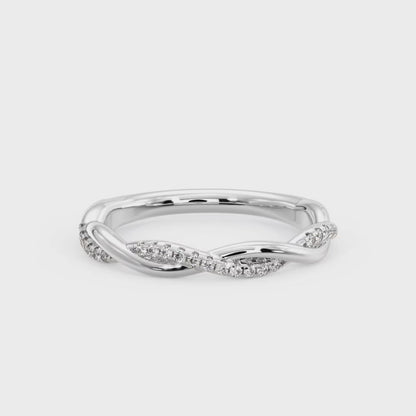 1/8ct Twisted Lab grown diamond Wedding band 14k White gold