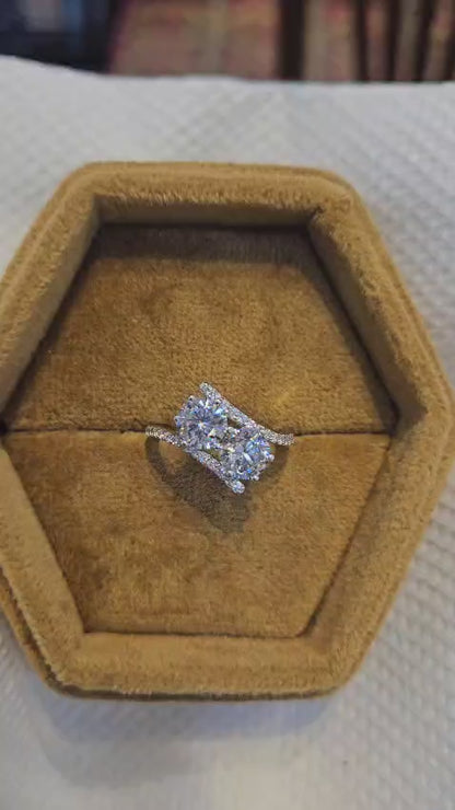 2.60 CT Two Stone Lab Grown Diamond Toi et Moi Engagement Ring