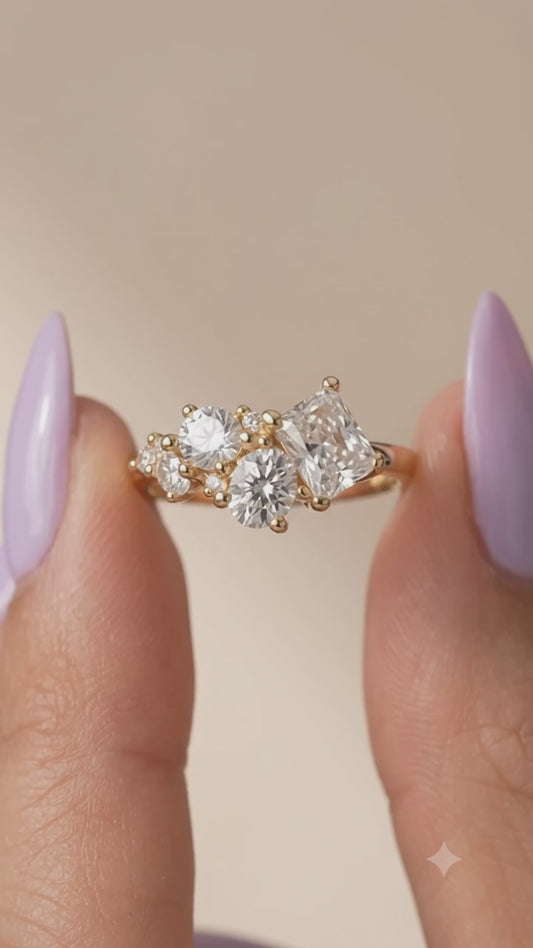 lab grown diamond cluster engagement ring
