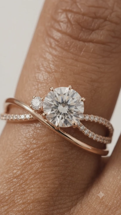 1.60ct  Round Cut Lab Grown Diamond Pave Engagement Ring