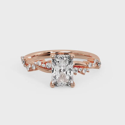 1.5 CT Radiant Cut Lab Grown Diamond Twig Engagement Ring