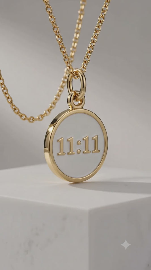 11:11 Angel Number Pendant Necklace, Manifestation Necklace 14K Gold