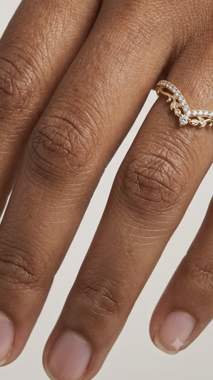 0.200 ct Lab Grown Diamond V Shape Wedding Band Ring