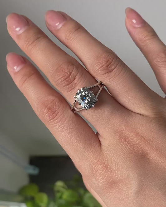 2.0tw Radiant Cut Grey Moissanite Engagement Ring