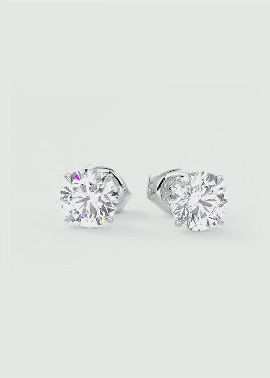 1/2ct Lab Grown Diamond Stud Earrings • 14K Yellow Gold Dainty Solitaire Earrings