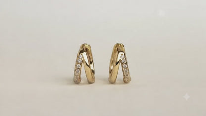 0.15 Ct Lab Grown Diamond Huggie Hoop Earrings | 14K Gold | Round Cut Diamonds