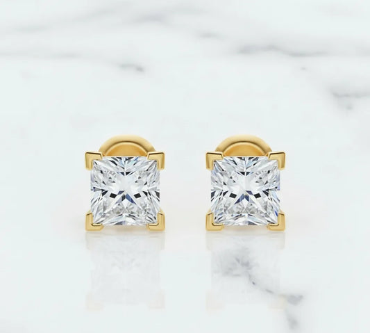 3.00 ct Lab-Grown Diamond Princess Studs – 14K/18K