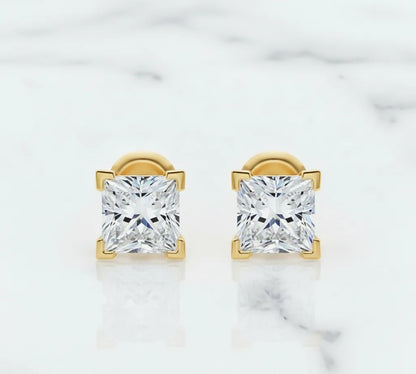 2.00ct Princess Cut Lab Grown Diamond Stud Earrings
