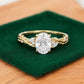 1.60ct Oval Lab Grown Diamond Engagement Ring - Leaf Art Deco