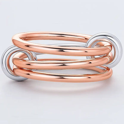 14K Two‑Tone Gold Interlocking Multi‑Link Ring