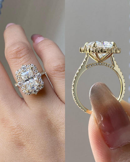 Vintage Halo 3CT Radiant cut engagement ring